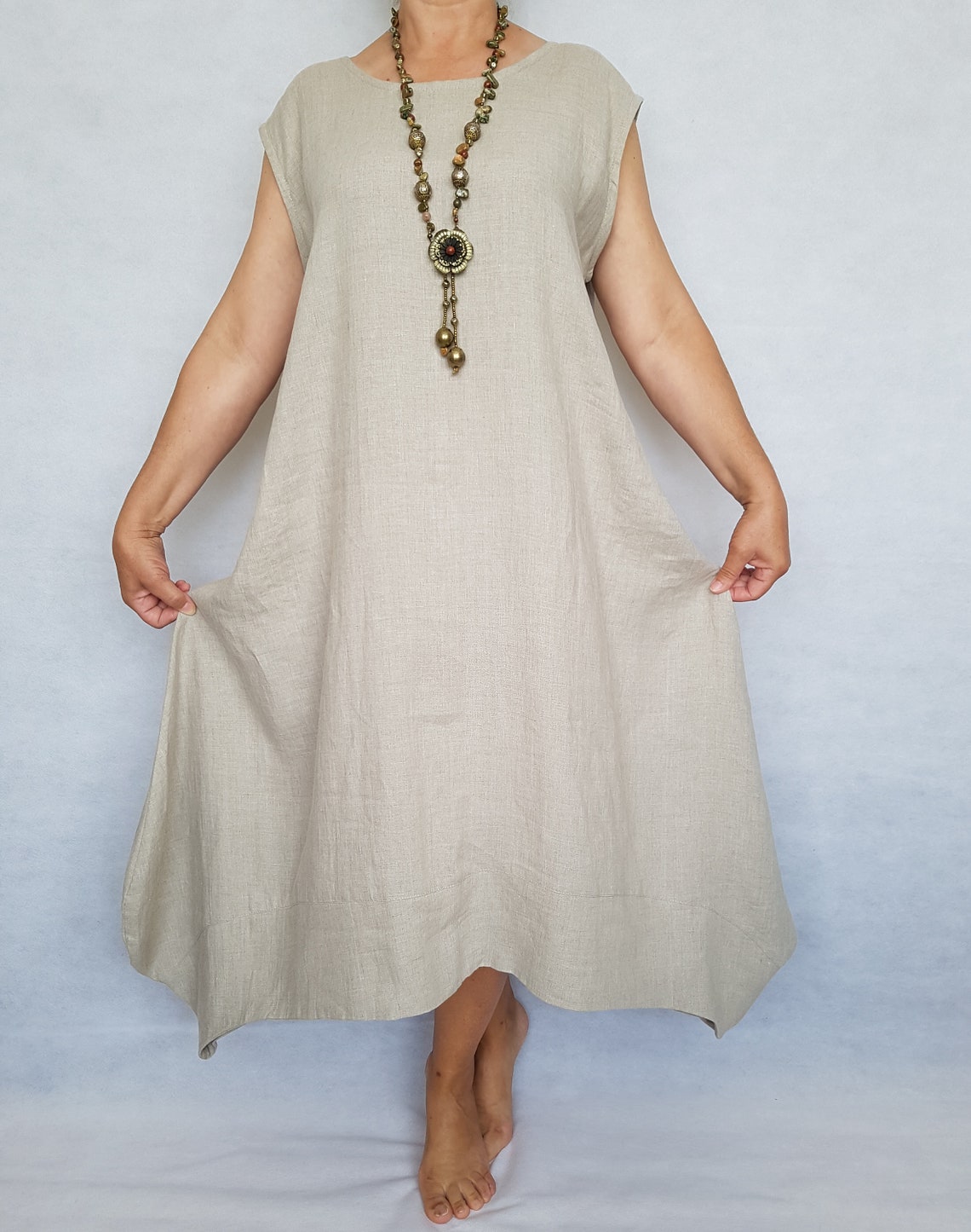 Sleeveless European Organic Linen Dress Women Pure Linen Etsy UK