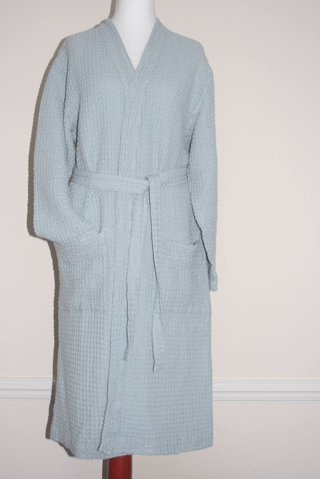 Luxury European Linen and Cotton Bath Robe Waffle Patern Dressing Gown