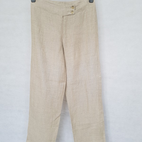 European Organic Linen Trousers Women Pure Linen Pants Size UK 8