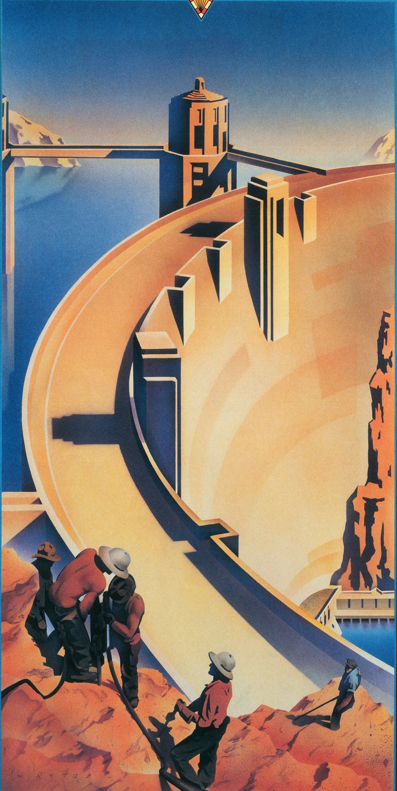 HOOVER DAM 50th Anniversary 1935 1985 Art Deco Poster Reproduction Etsy