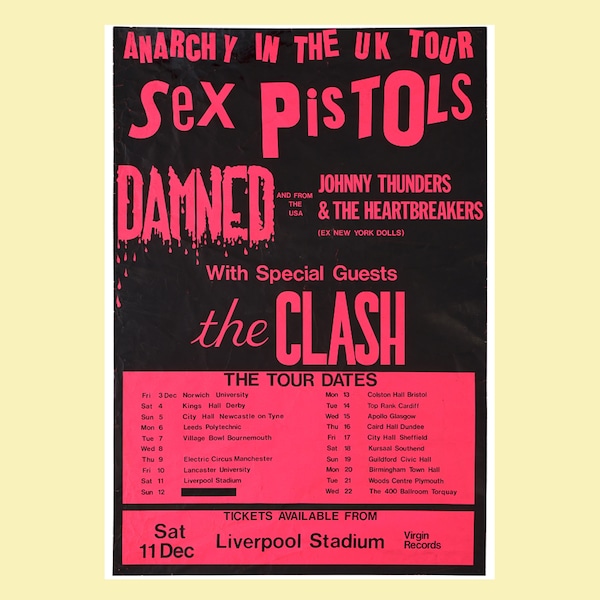 Póster de coleccionistas de la gira SEX PISTOLS A2 Anarchy In The UK