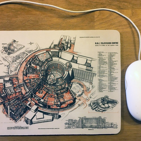 BBC Television Centre TVC Architects Drawing Print Plan Mouse Mat Pad 1957