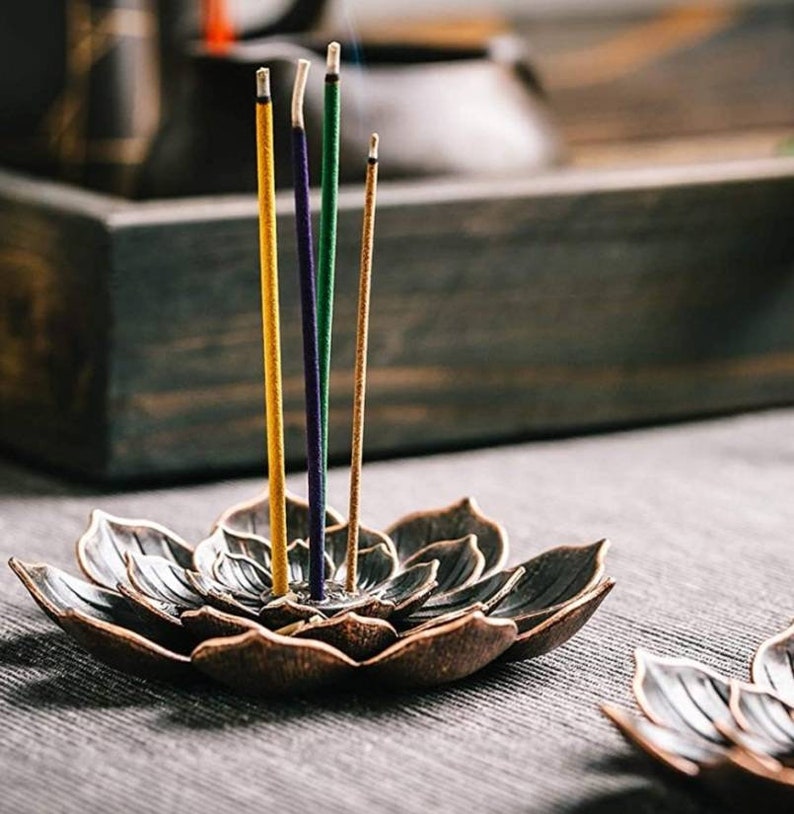 Brass Lotus Incense Holder Incense Sticks Burner Incense Ash Etsy