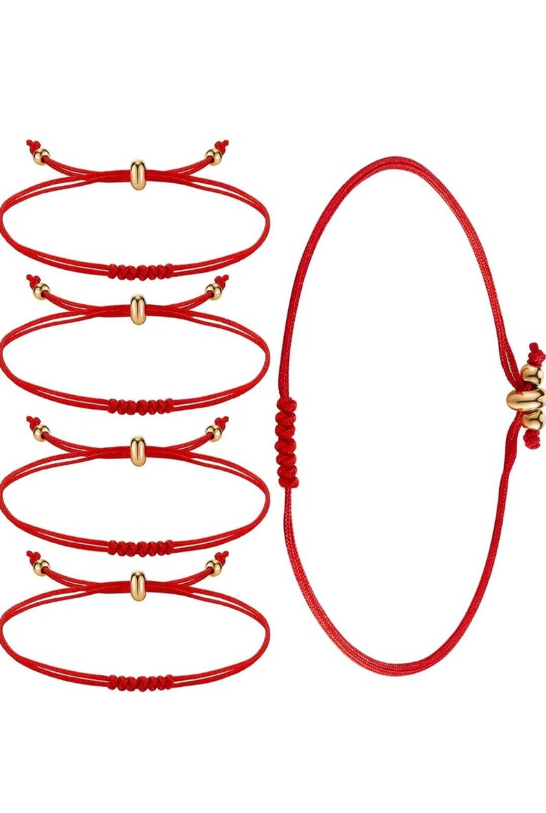 Set of 2 7 Knots Red Good Luck Bracelets Etsy