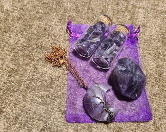 Bag full of  Four Beautiful Amethysts items