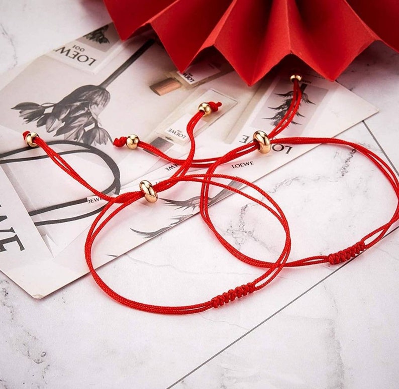 Set of 2 7 Knots Red Good Luck Bracelets | Etsy