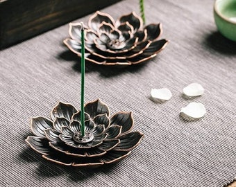 Buy one get one Free Brass Lotus Incense Holder, Incense Sticks Burner, 2 layer holder