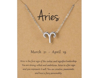 Aries Star Sign Pendant Necklace, Horoscope Necklace, Aries Necklace