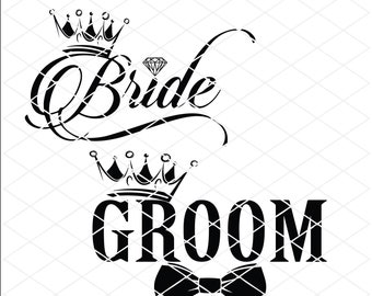 Bride and Groom with crowns SVG, dxf, eps, png Cut File