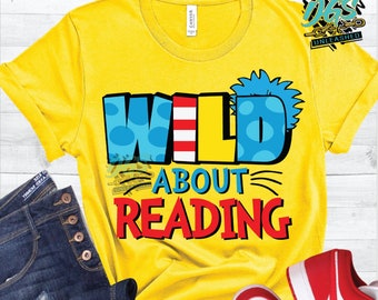 Wild About Reading, Read Across America  SVG, dxf, eps, png-Cricut-Silhouette, Instant Digital Download