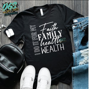 信仰 家族 健康 富 SVG、dxf、eps、png-Cricut-Silhouette、インスタントデジタルダウンロード