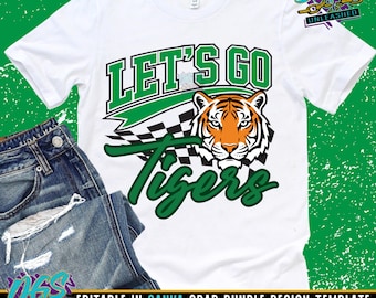 Let's Go Mascot Checkered Editable Template Digital Download, Canva Template