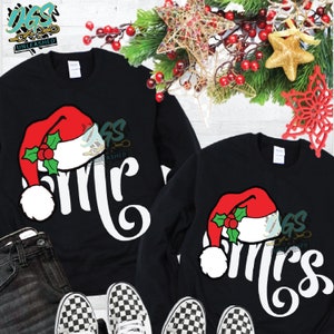 Mr and Mrs Couple Holiday, Santa Claus hat, Mr and Mrs Claus SVG, dxf, eps, png Cricut, Silhouette Cut Files Instant Digital Download