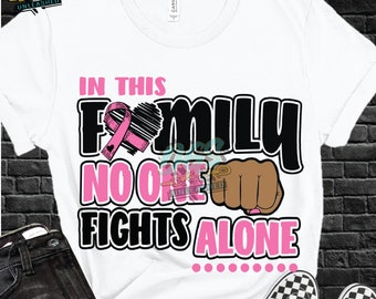 In this Family, No One Fights Alone, Breast Cancer Awareness, Cancer Awareness SVG, Dxf, Eps, Png Digital Design