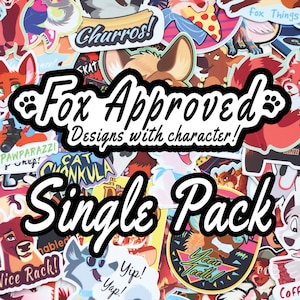 Cartoon Animal Stickers by FoxApproved - Single Pack - Pick from 70 vinyl, waterproof designs!