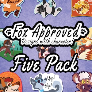 Cartoon Animal Stickers by FoxApproved - Five Pack - Pick from 70 vinyl, waterproof designs!