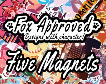 Cartoon Animal Magnets by FoxApproved - Five Pack - Pick from 15 vinyl, waterproof designs!
