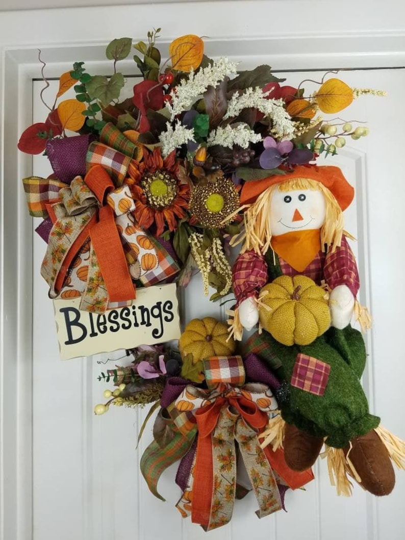 floral scarcrow decoration,fall blessing decoration fall decor fall wreath Thanksgiving decoration farmhouse decor fall decorations,