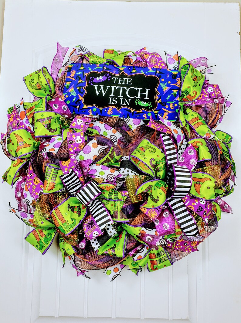 Halloween Welcome wreath Halloween decor Halloween door wreath Halloween door decor Halloween witch Decor Witch door decor witch moon