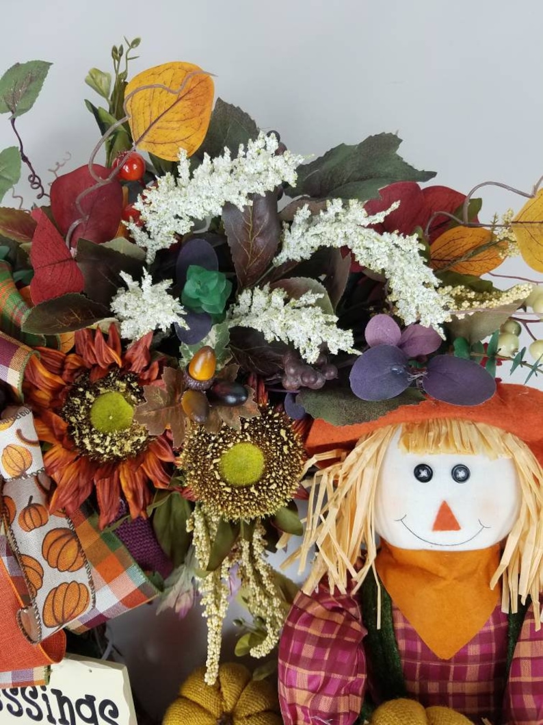 floral scarcrow decoration,fall blessing decoration fall decor fall wreath Thanksgiving decoration farmhouse decor fall decorations,