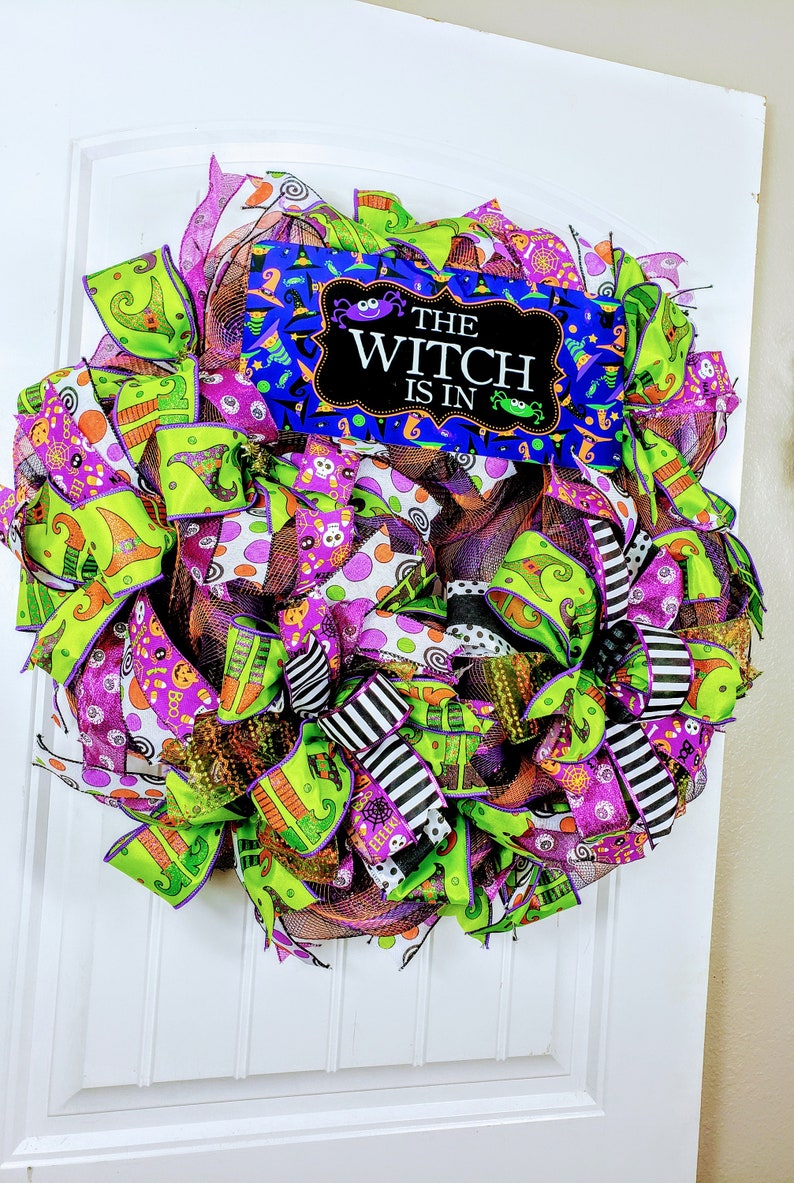Halloween Welcome wreath Halloween decor Halloween door wreath Halloween door decor Halloween witch Decor Witch door decor witch moon