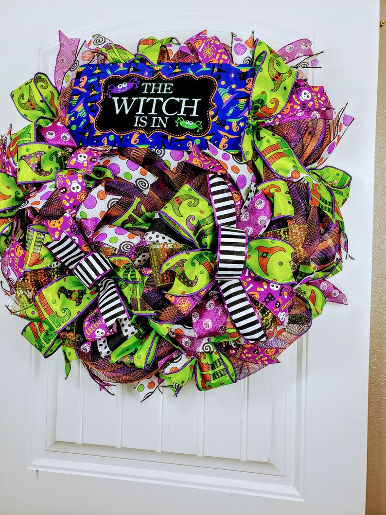Halloween Welcome wreath Halloween decor Halloween door wreath Halloween door decor Halloween witch Decor Witch door decor witch moon