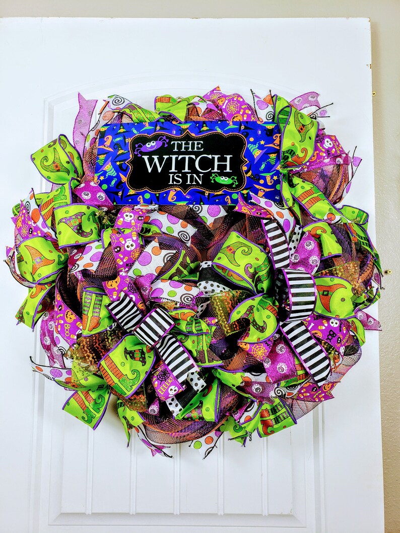 Halloween Welcome wreath Halloween decor Halloween door wreath Halloween door decor Halloween witch Decor Witch door decor witch moon