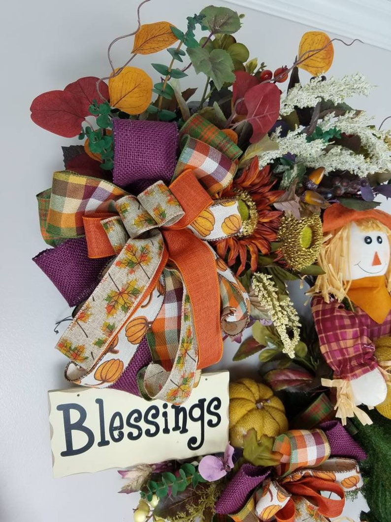 floral scarcrow decoration,fall blessing decoration fall decor fall wreath Thanksgiving decoration farmhouse decor fall decorations,