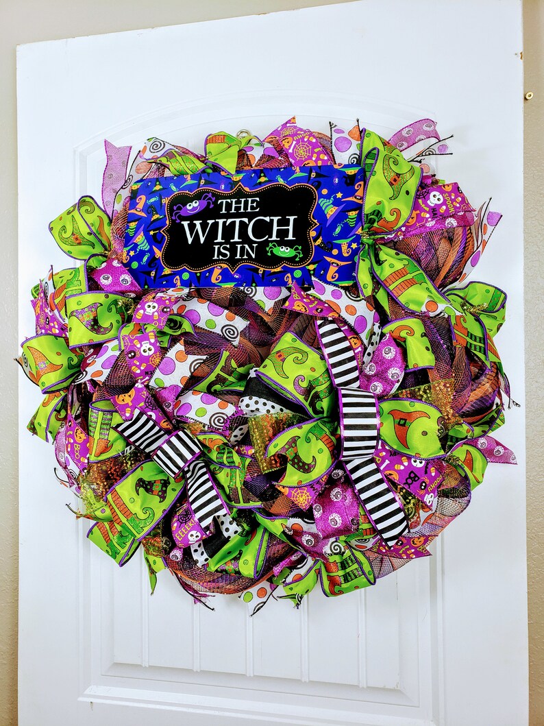 Halloween Welcome wreath Halloween decor Halloween door wreath Halloween door decor Halloween witch Decor Witch door decor witch moon