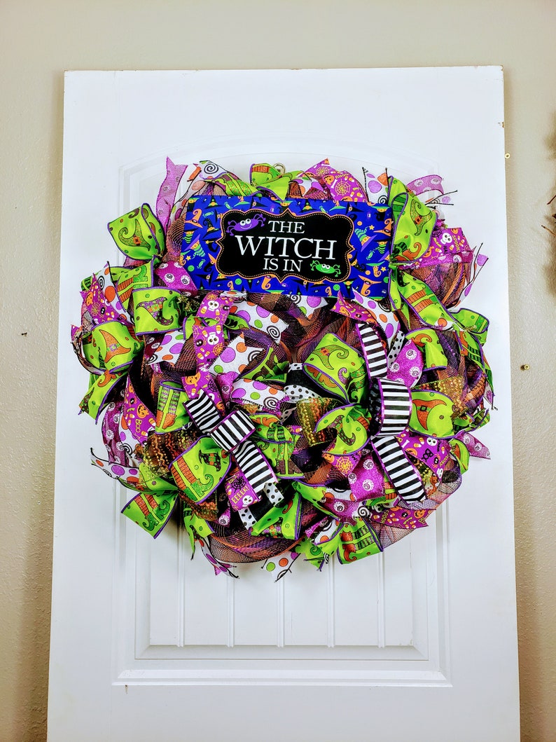 Halloween Welcome wreath Halloween decor Halloween door wreath Halloween door decor Halloween witch Decor Witch door decor witch moon