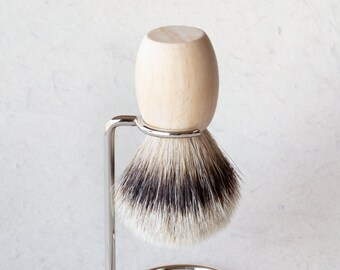 Rubberwood Handle Shaving Brush, Silver Tip Bristles, Men's Wet Shave Brush, High End Badger Bristles, 22mm Knot, Gift for Him, Shave Brush