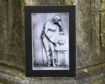 Grief Stricken, Black and White Gravestone Photography