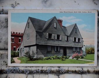 Vintage Postcard, John Ward House in Salem, Ma