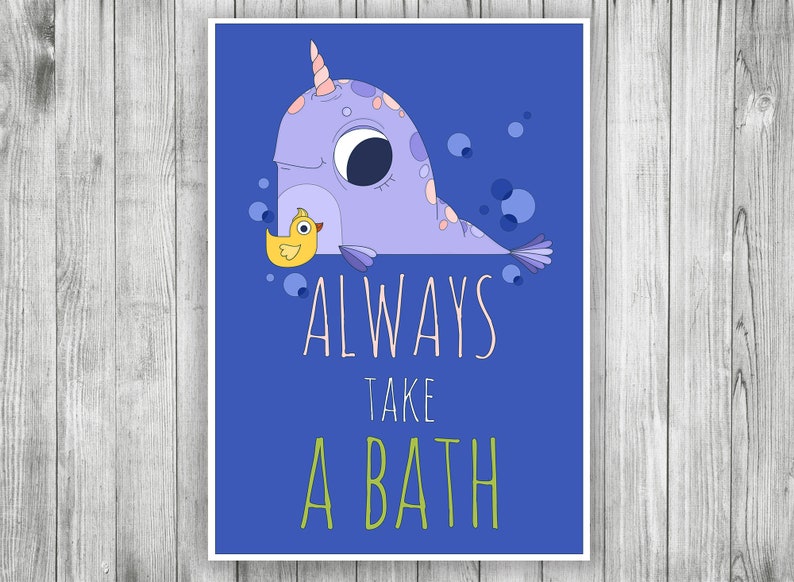Bathroom Poster Printable Kids Bathroom Wall Art Funny | Etsy