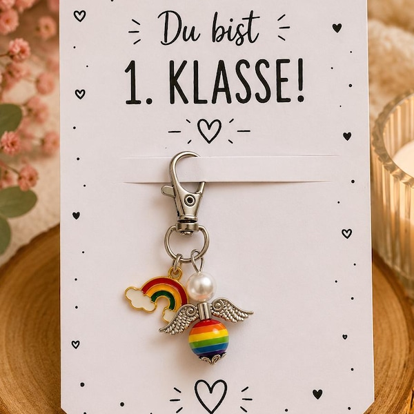 Guardian Angel for First Day of School 2026 | Personalized Keychain | Back-to-School Gift | Good Luck Charm for Schoolchildren | School Cone Filler