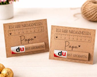 Papa Geschenk Karte mit Schokolade | Duplo Karte Papa „Ich hab nachgemessen – du bist großartig“ | Vatertag Geschenk | Geschenkidee Papa