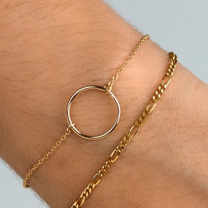Circle gold bracelet, Minimalist bracelet, Dainty bracelet, Everyday bracelet, Dainty gold bracelet, Tiny bracelet, Thin silver bracelet image 1
