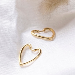 Heart hoop earrings, Heart shaped hoop earrings gold, Dainty heart hoops, Heart hoops silver, Heart hoop earrings sterling silver