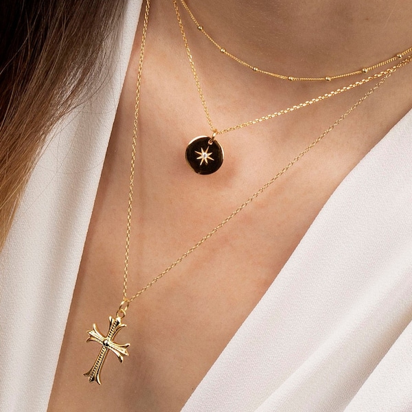 Cross necklace, Gold cross necklace, Dainty cross necklace, Minimalist necklace, Layering necklace, Dainty necklace, Religious necklace