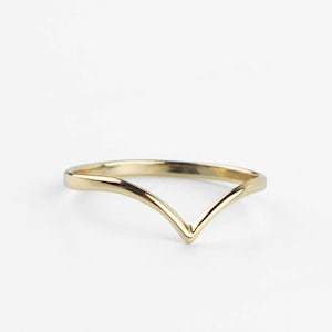 V gold ring, Dainty gold ring, Minimalist V silver ring, Stacking gold ring, Thin gold ring, V band ring, Simple stacking ring, Silver ring image 1