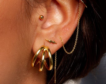 Triple hoop earrings, Statement earrings, Minimalist earrings, Dainty hoops, Gold hoops, Silver hoops, Minimalist jewelry, Dainty earrings