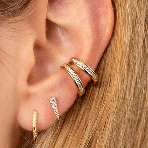 Non pierced conch ear cuff, Gold cz ear cuff, Huggie ear cuff, Dainty cz gold ear cuff, Minimalist ear cuff, Tiny ear cuff image 4