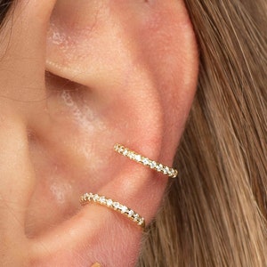 Tiny gold ear cuff, Dainty cuff, Conch cz ear cuff, Huggie cz ear cuff, Non pierced cz ear cuff, Dainty ear cuff, Gold ear cuff, Conch cz image 1