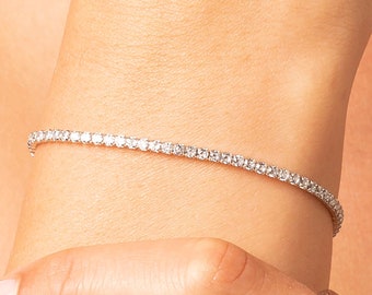 Tennis bracelet, Diamond cut cz bracelet, Riviere bracelet, Dainty cz gold bracelet, Minimalist bracelet, Classic Diamond bracelet