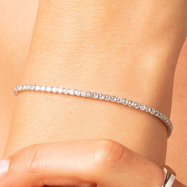 Bracelet tennis, bracelet diamant cz, bracelet rivière, bracelet Dainty en or cz, bracelet minimaliste, bracelet diamant classique