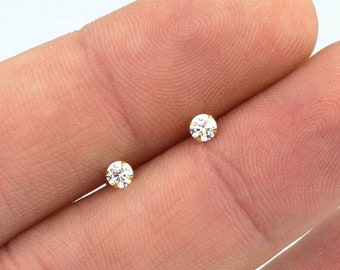 Tiny cz gold studs, Dainty stud earrings, Cz gold studs, Minimalist earrings, Tiny studs, 925 sterling silver stud earring, Tiny studs gold