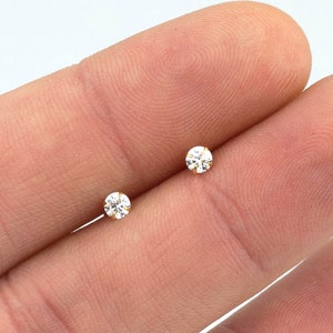 Tiny cz gold studs, Dainty stud earrings, Cz gold studs, Minimalist earrings, Tiny studs, 925 sterling silver stud earring, Tiny studs gold