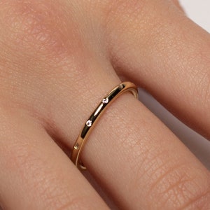 Band ring gold, Cz band ring, Minimalist ring, Dainty ring, Cz gold ring, Stacking ring, Stackable ring, Delicate ring, Gift for her