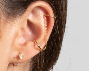 Ear cuff, Dainty gold ear cuff, Huggie ear cuff, Minimalist gold ear cuff, Fake huggie earrings, Tiny ear cuff, Non pierce hoops