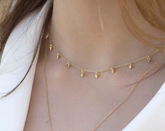 Dangle choker, Choker necklace, Choker, Gold choker, Silver choker, Dainty choker necklace, Thin Choker necklace, Delicate choker necklace